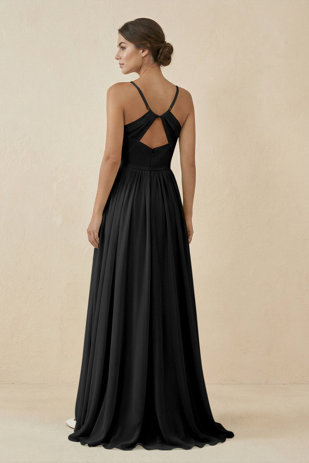 Sweetheart A - Line Chiffon Bridesmaid Dress in Black - KissProm Bridesmaid Dresses