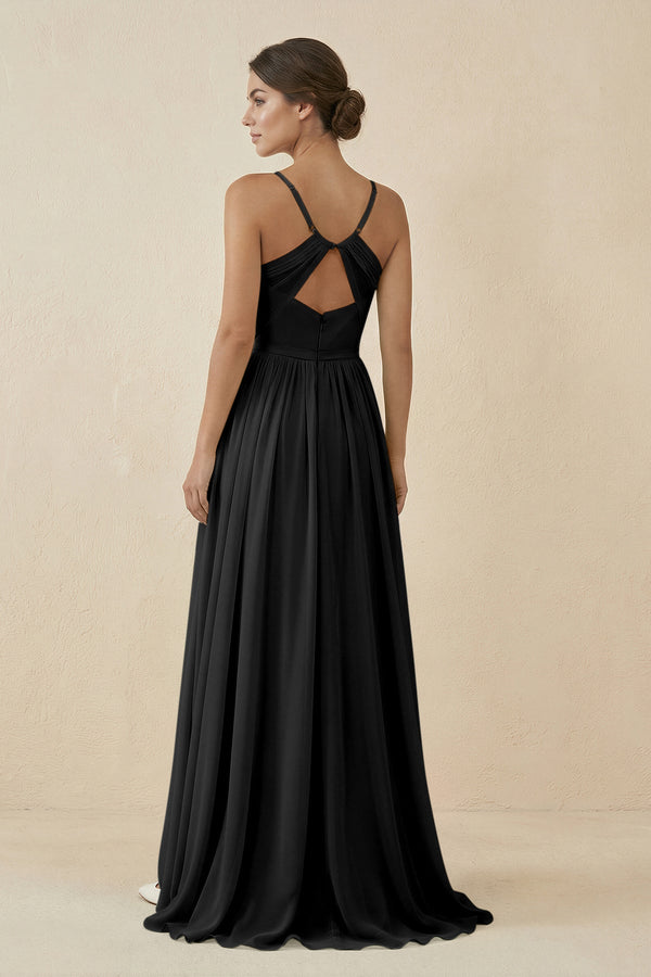 Sweetheart A - Line Chiffon Bridesmaid Dress in Black - KissProm Bridesmaid Dresses
