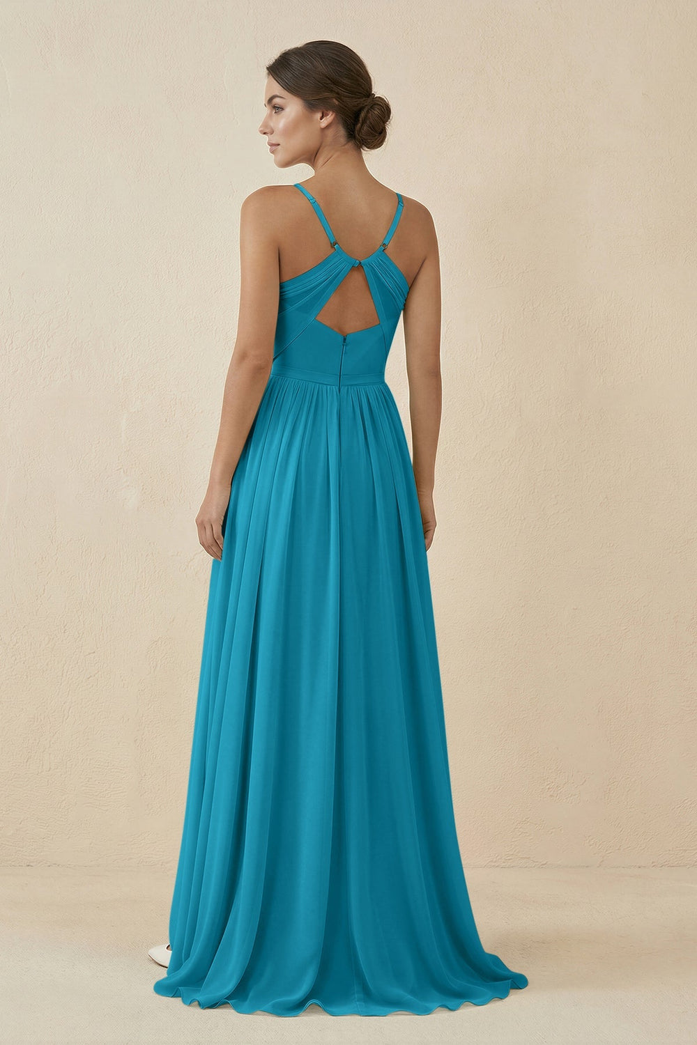 Sweetheart A - Line Chiffon Bridesmaid Dress in Blue Jay - KissProm Bridesmaid Dresses