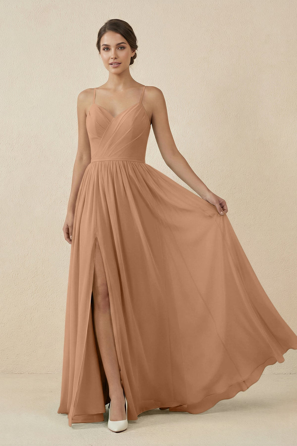 Sweetheart A - Line Chiffon Bridesmaid Dress in Bronzer - KissProm Bridesmaid Dresses