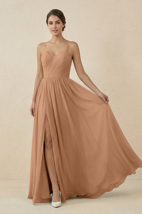 Sweetheart A - Line Chiffon Bridesmaid Dress in Bronzer - KissProm Bridesmaid Dresses