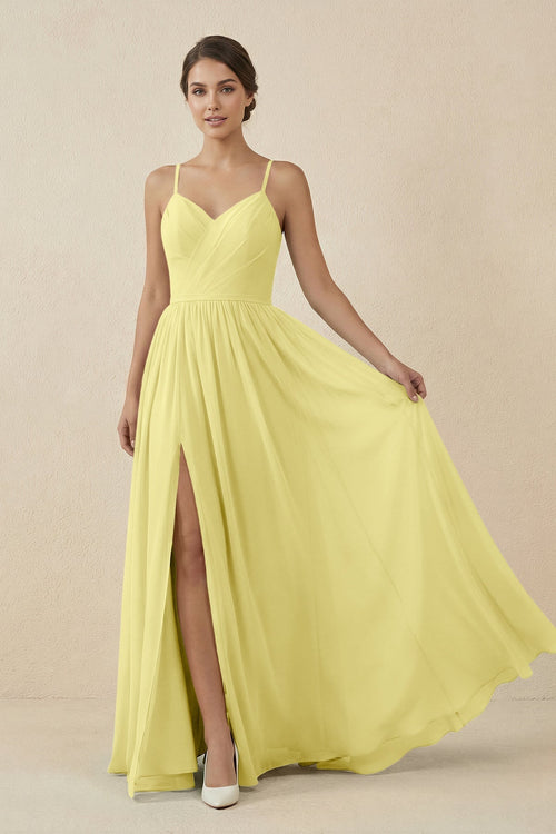 Sweetheart A - Line Chiffon Bridesmaid Dress in Buttercup - KissProm Bridesmaid Dresses