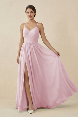 Sweetheart A - Line Chiffon Bridesmaid Dress in Candy Pink - KissProm Bridesmaid Dresses