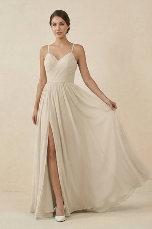 Sweetheart A - Line Chiffon Bridesmaid Dress in Champagne - KissProm Bridesmaid Dresses