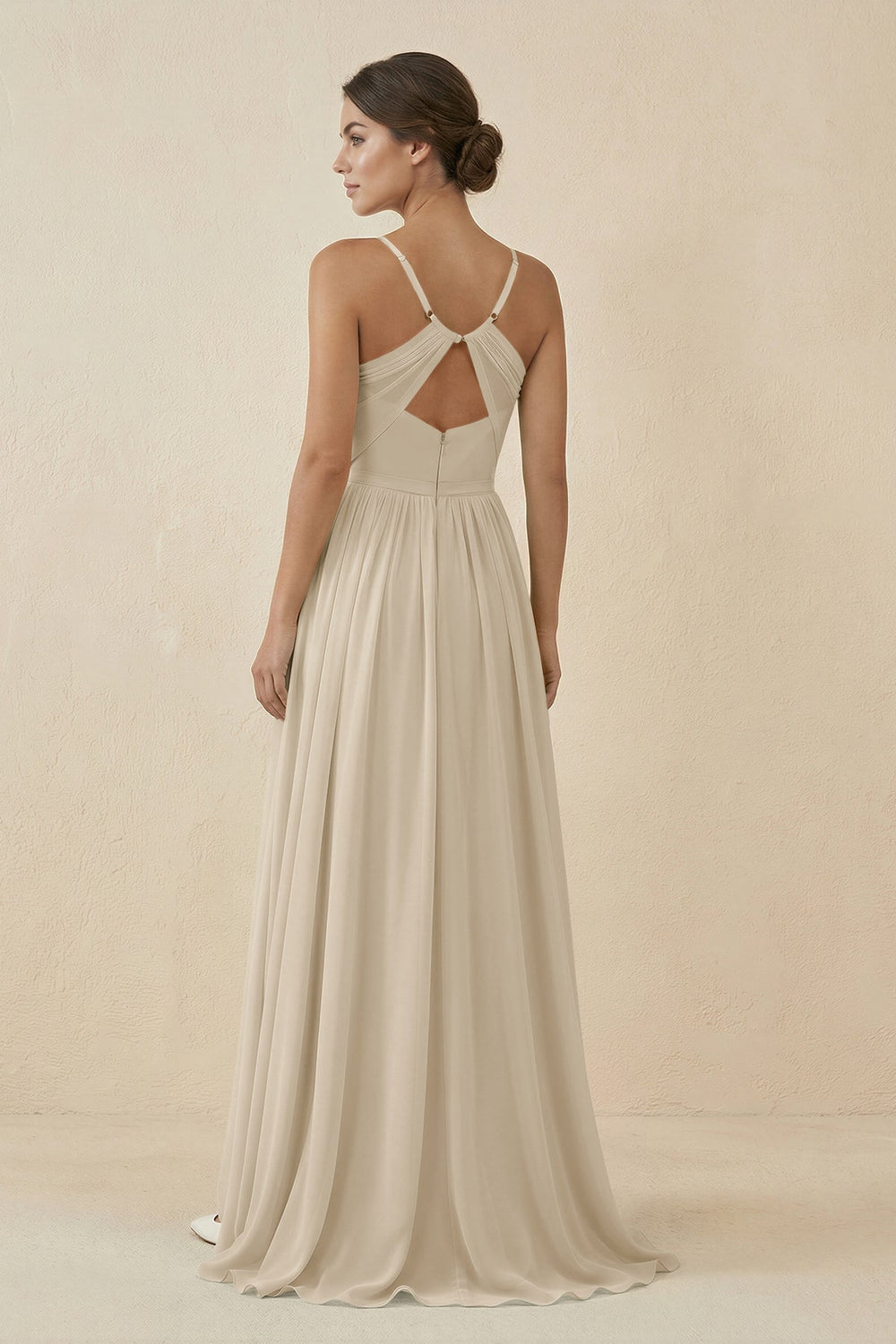 Sweetheart A - Line Chiffon Bridesmaid Dress in Champagne - KissProm Bridesmaid Dresses