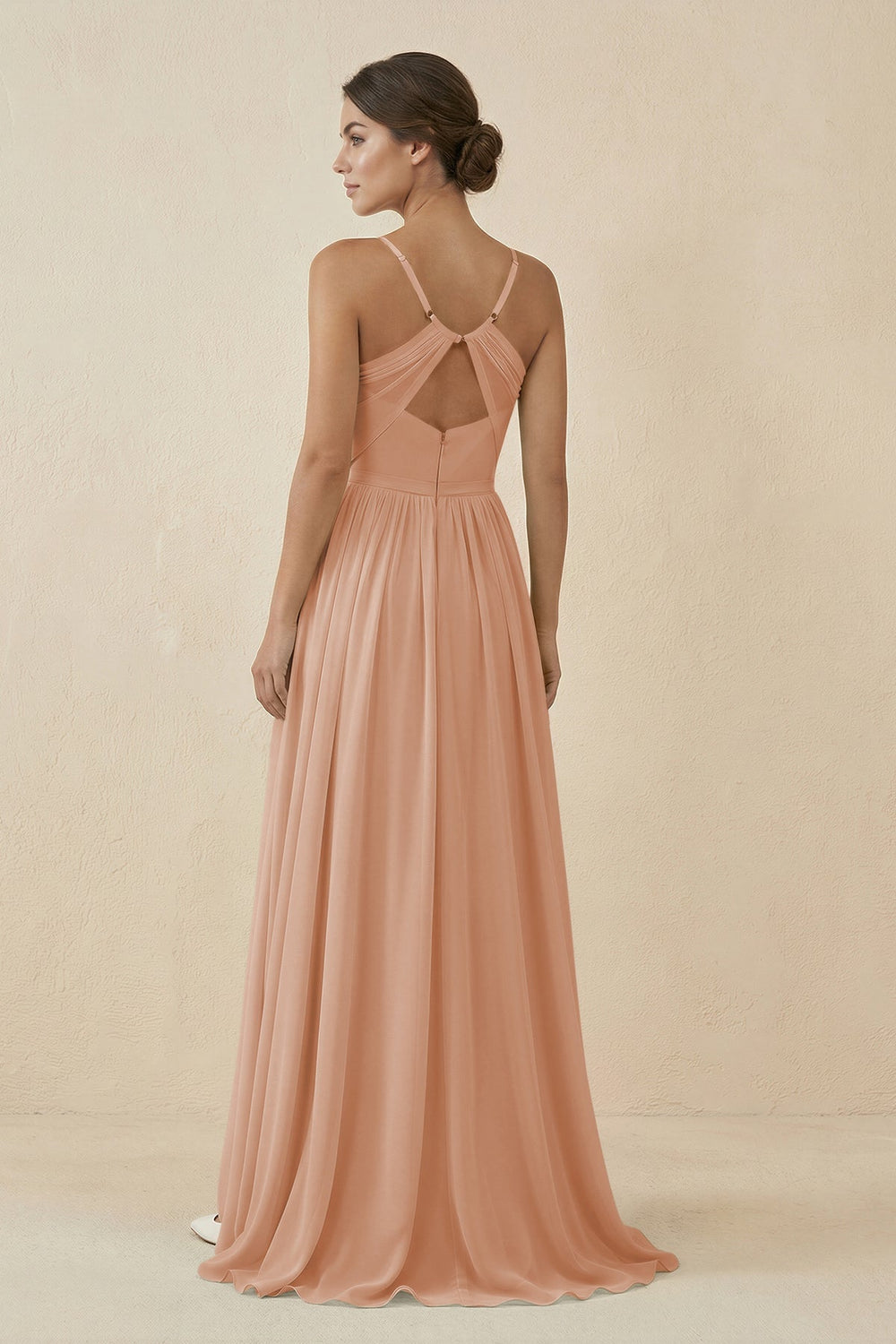 Sweetheart A - Line Chiffon Bridesmaid Dress in Champagne Rose - KissProm Bridesmaid Dresses