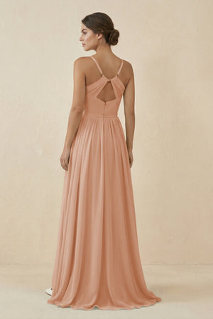 Sweetheart A - Line Chiffon Bridesmaid Dress in Champagne Rose - KissProm Bridesmaid Dresses