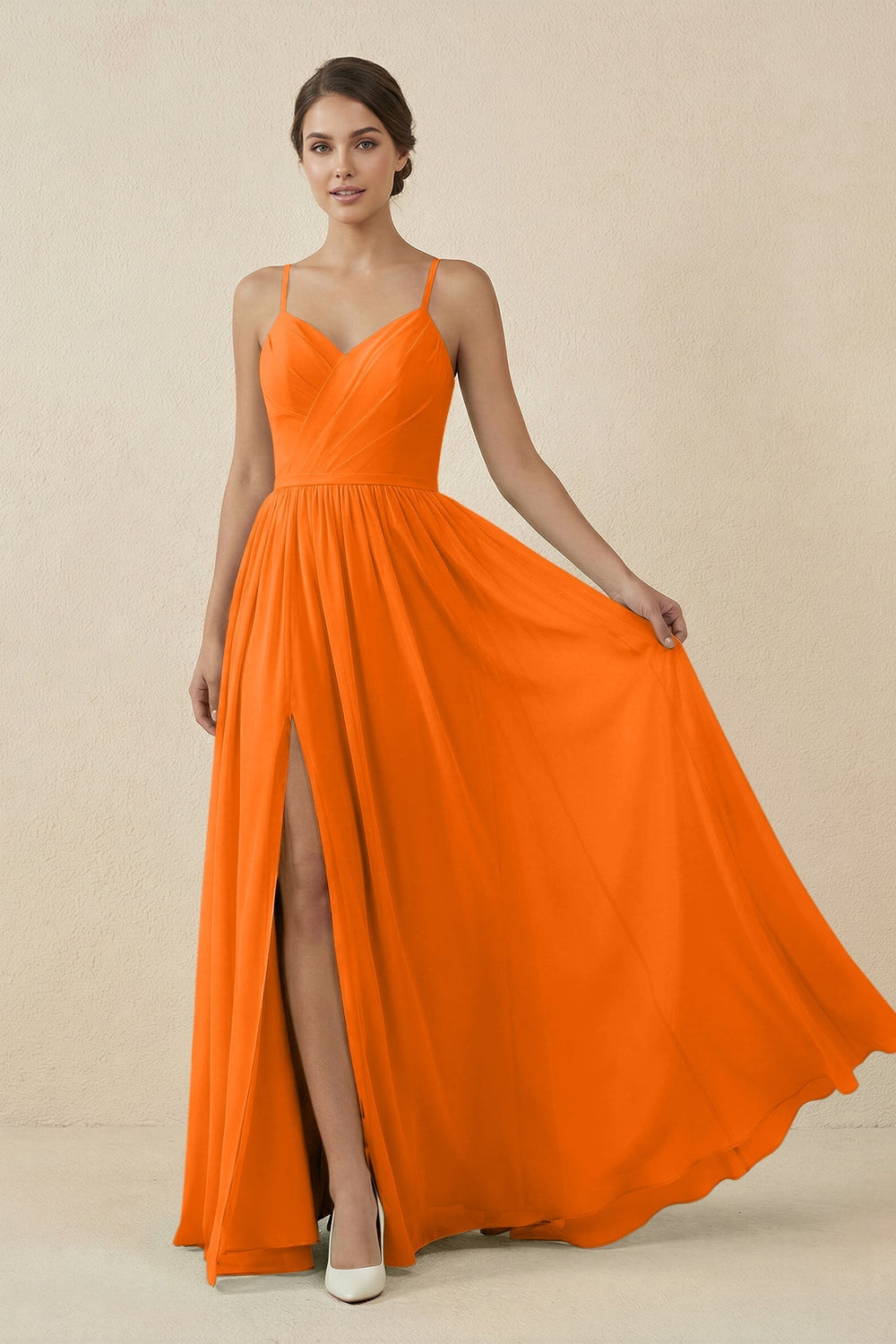 Sweetheart A - Line Chiffon Bridesmaid Dress in Cinnamon - KissProm Bridesmaid Dresses