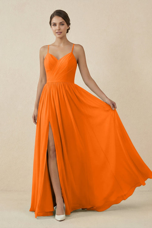 Sweetheart A - Line Chiffon Bridesmaid Dress in Cinnamon - KissProm Bridesmaid Dresses