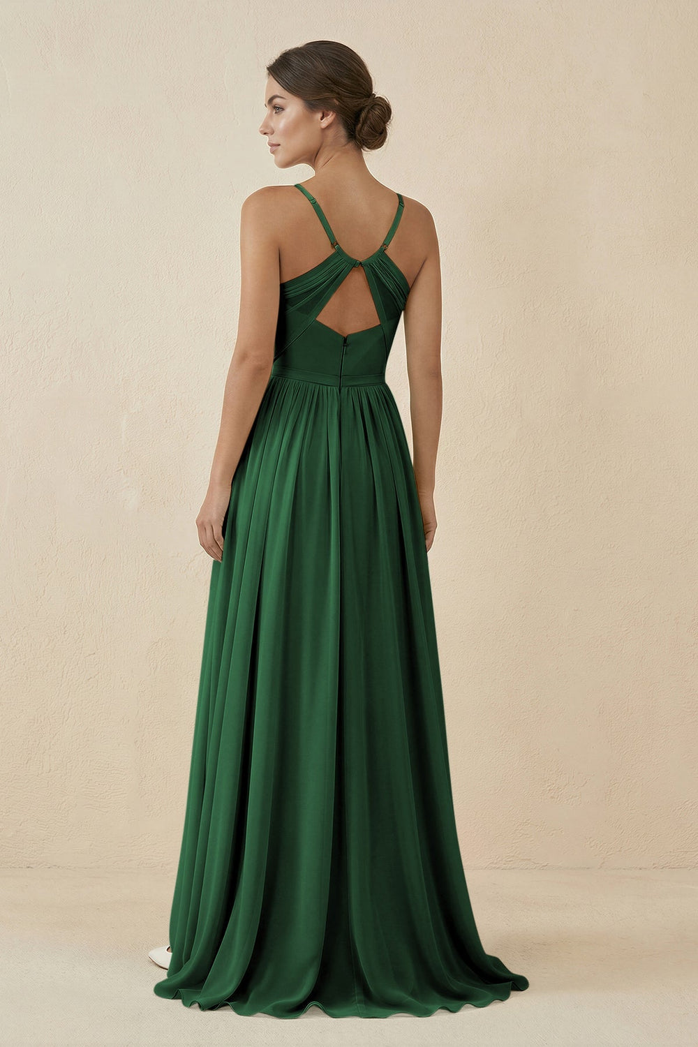 Sweetheart A - Line Chiffon Bridesmaid Dress in Dark Green - KissProm Bridesmaid Dresses