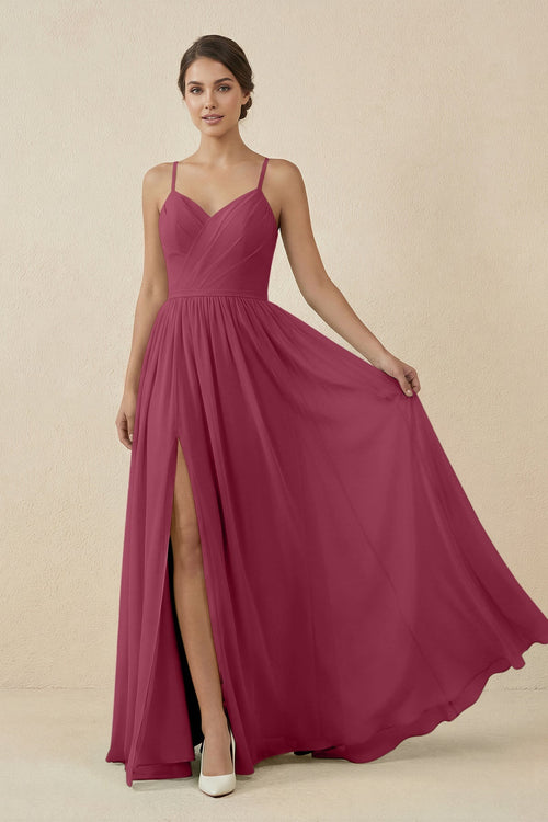 Sweetheart A - Line Chiffon Bridesmaid Dress in Desert Rose - KissProm Bridesmaid Dresses