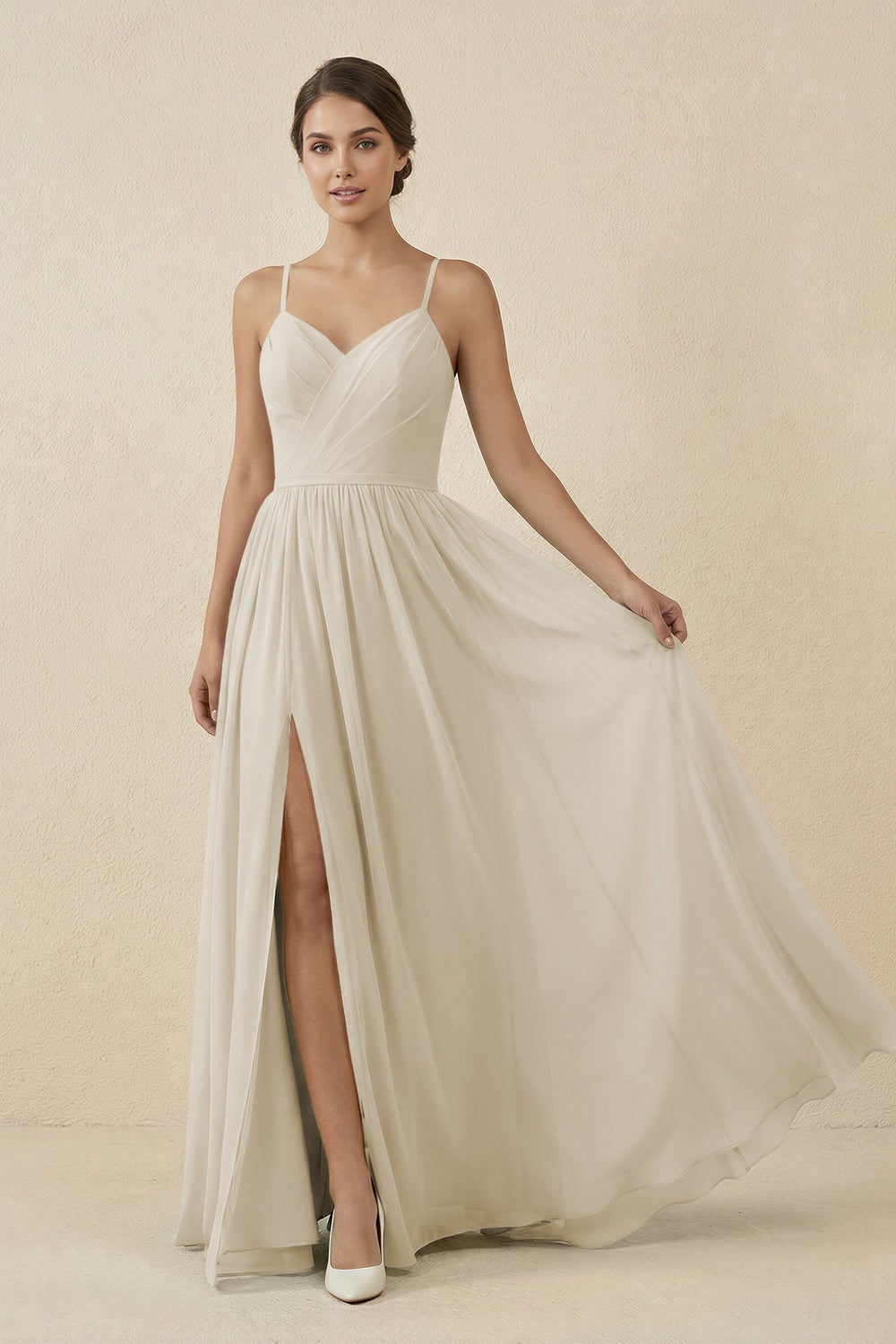 Sweetheart A - Line Chiffon Bridesmaid Dress in Dove Gray - KissProm Bridesmaid Dresses