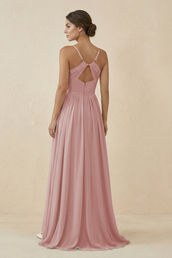 Sweetheart A - Line Chiffon Bridesmaid Dress in Dusty Rose - KissProm Bridesmaid Dresses