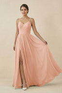 Sweetheart A - Line Chiffon Bridesmaid Dress in English Rose - KissProm Bridesmaid Dresses