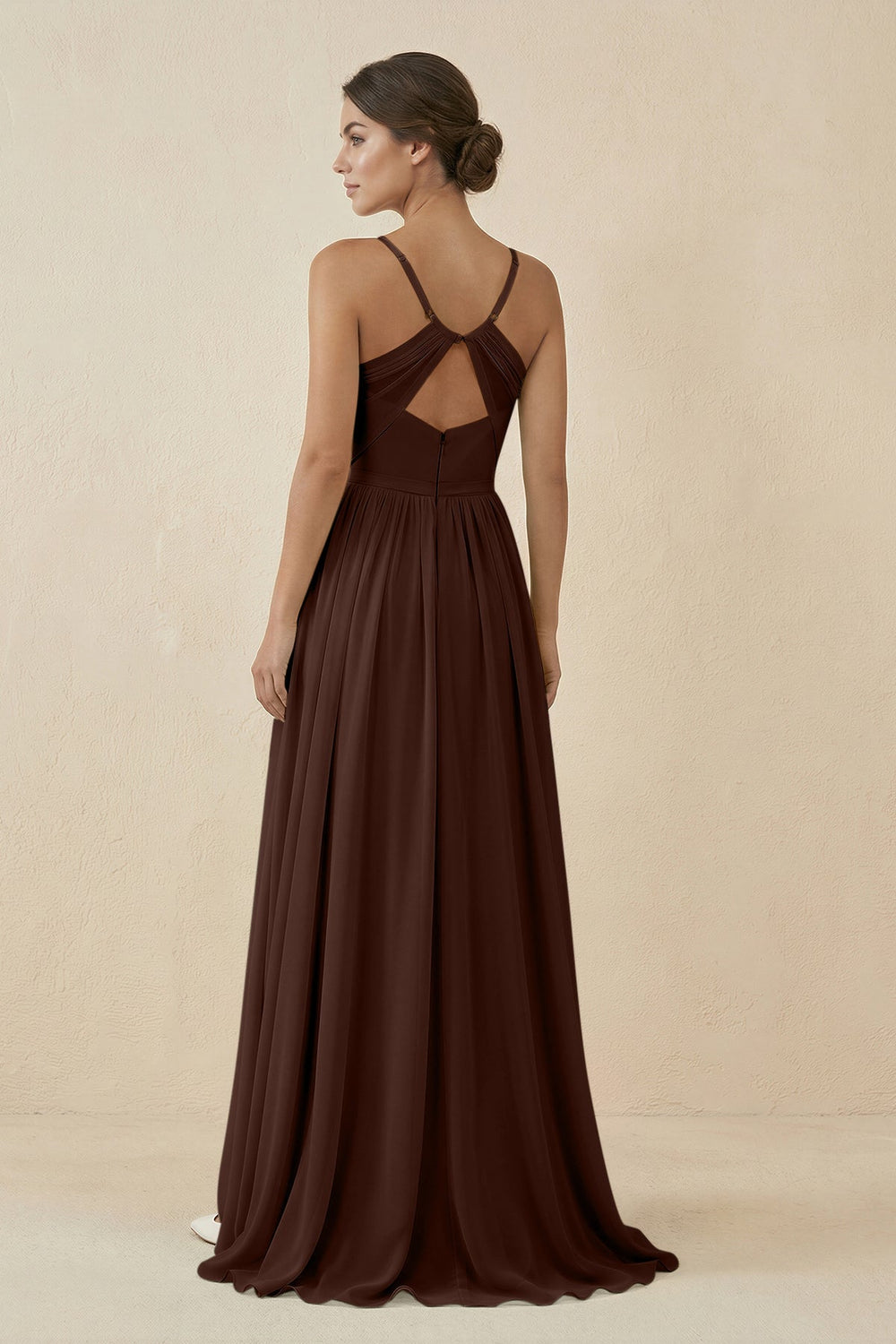 Sweetheart A - Line Chiffon Bridesmaid Dress in Espresso - KissProm Bridesmaid Dresses
