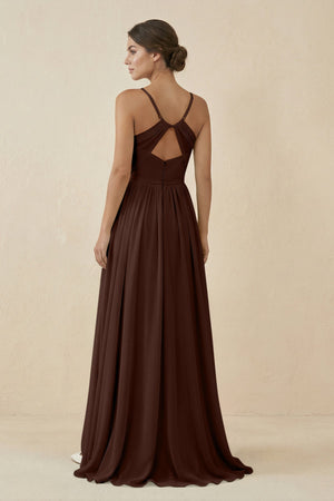Sweetheart A - Line Chiffon Bridesmaid Dress in Espresso - KissProm Bridesmaid Dresses