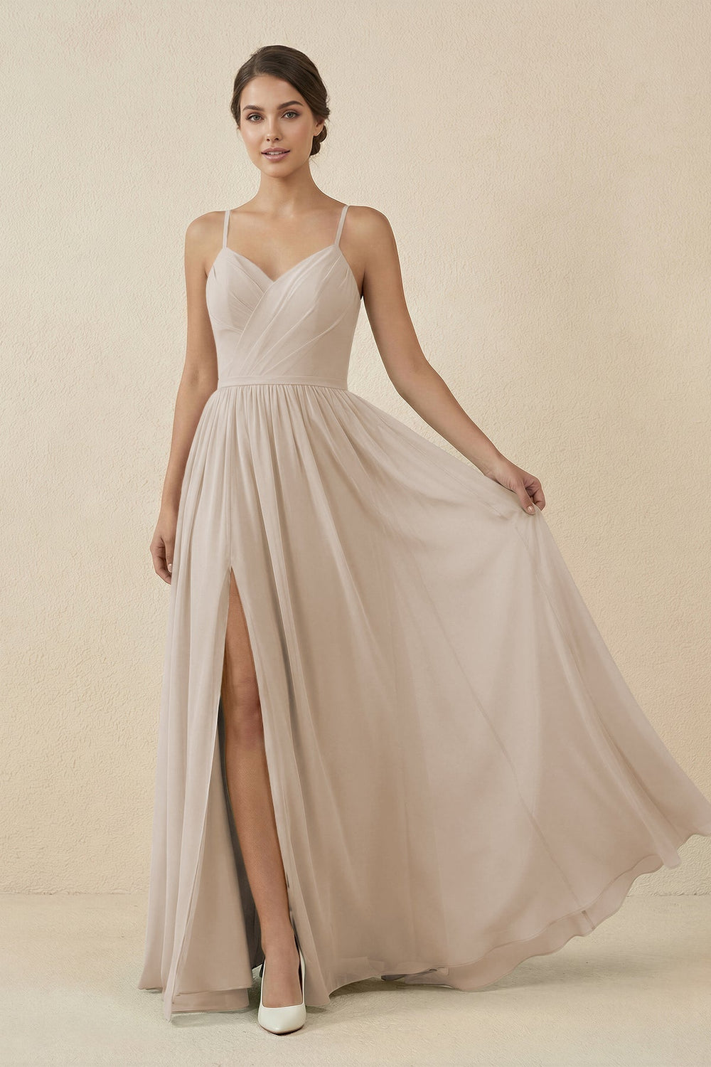Sweetheart A - Line Chiffon Bridesmaid Dress in Frost - KissProm Bridesmaid Dresses