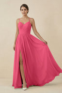 Sweetheart A - Line Chiffon Bridesmaid Dress in Fuchsia - KissProm Bridesmaid Dresses