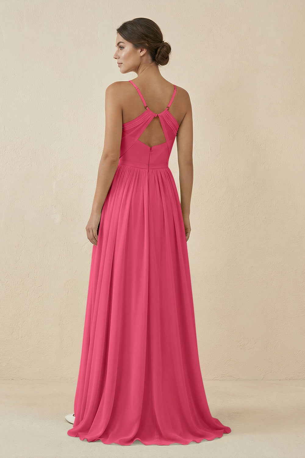 Sweetheart A - Line Chiffon Bridesmaid Dress in Fuchsia - KissProm Bridesmaid Dresses