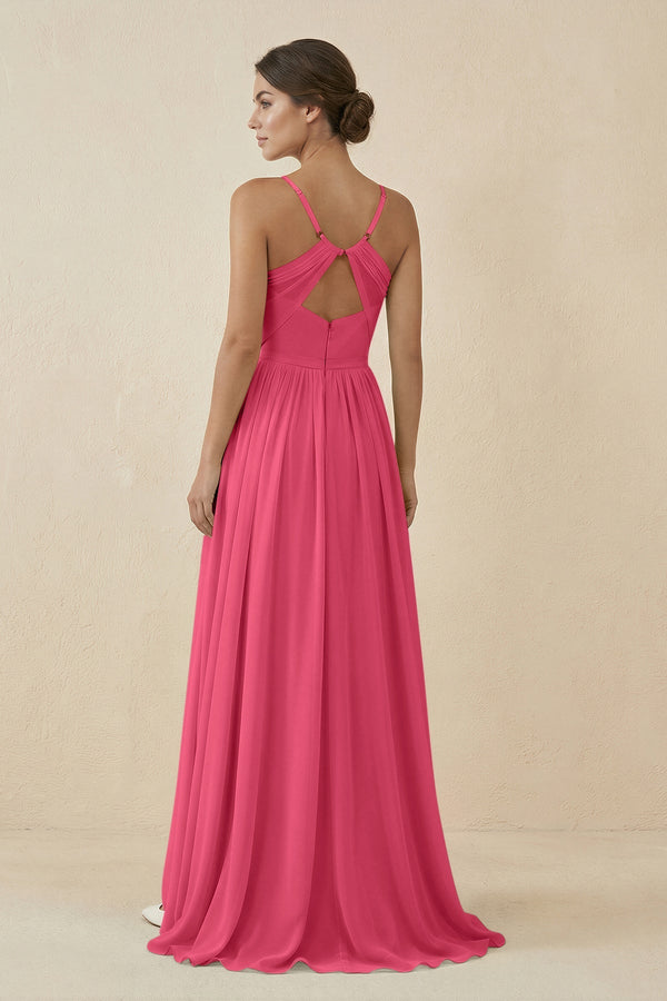 Sweetheart A - Line Chiffon Bridesmaid Dress in Fuchsia - KissProm Bridesmaid Dresses