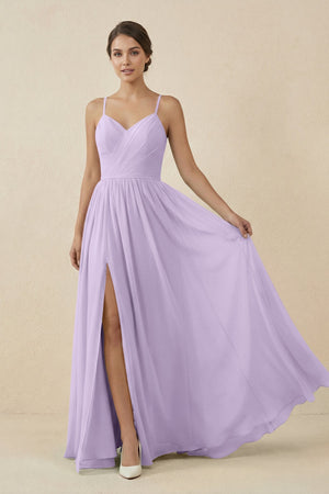 Sweetheart A - Line Chiffon Bridesmaid Dress in Lavender - KissProm Bridesmaid Dresses