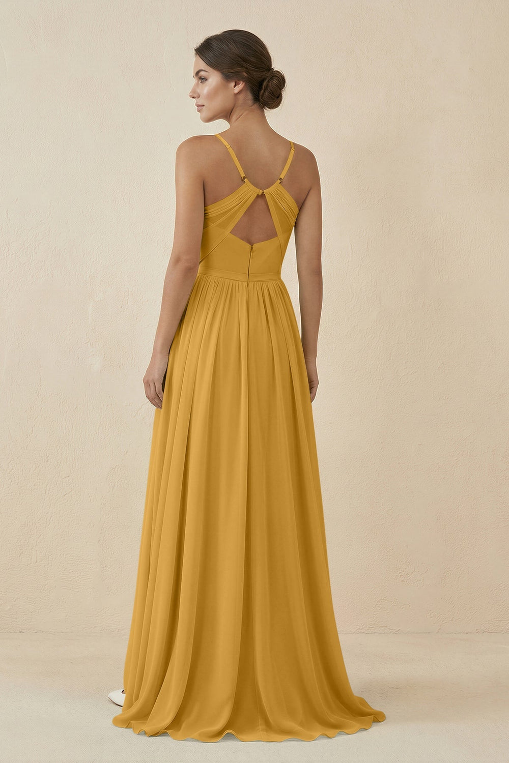 Sweetheart A - Line Chiffon Bridesmaid Dress in Marigold - KissProm Bridesmaid Dresses