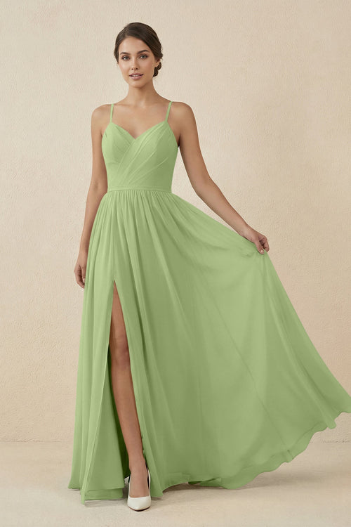 Sweetheart A - Line Chiffon Bridesmaid Dress in Matcha - KissProm Bridesmaid Dresses