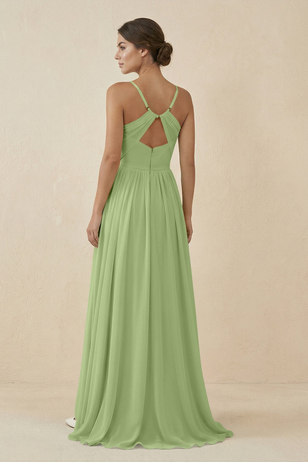 Sweetheart A - Line Chiffon Bridesmaid Dress in Matcha - KissProm Bridesmaid Dresses