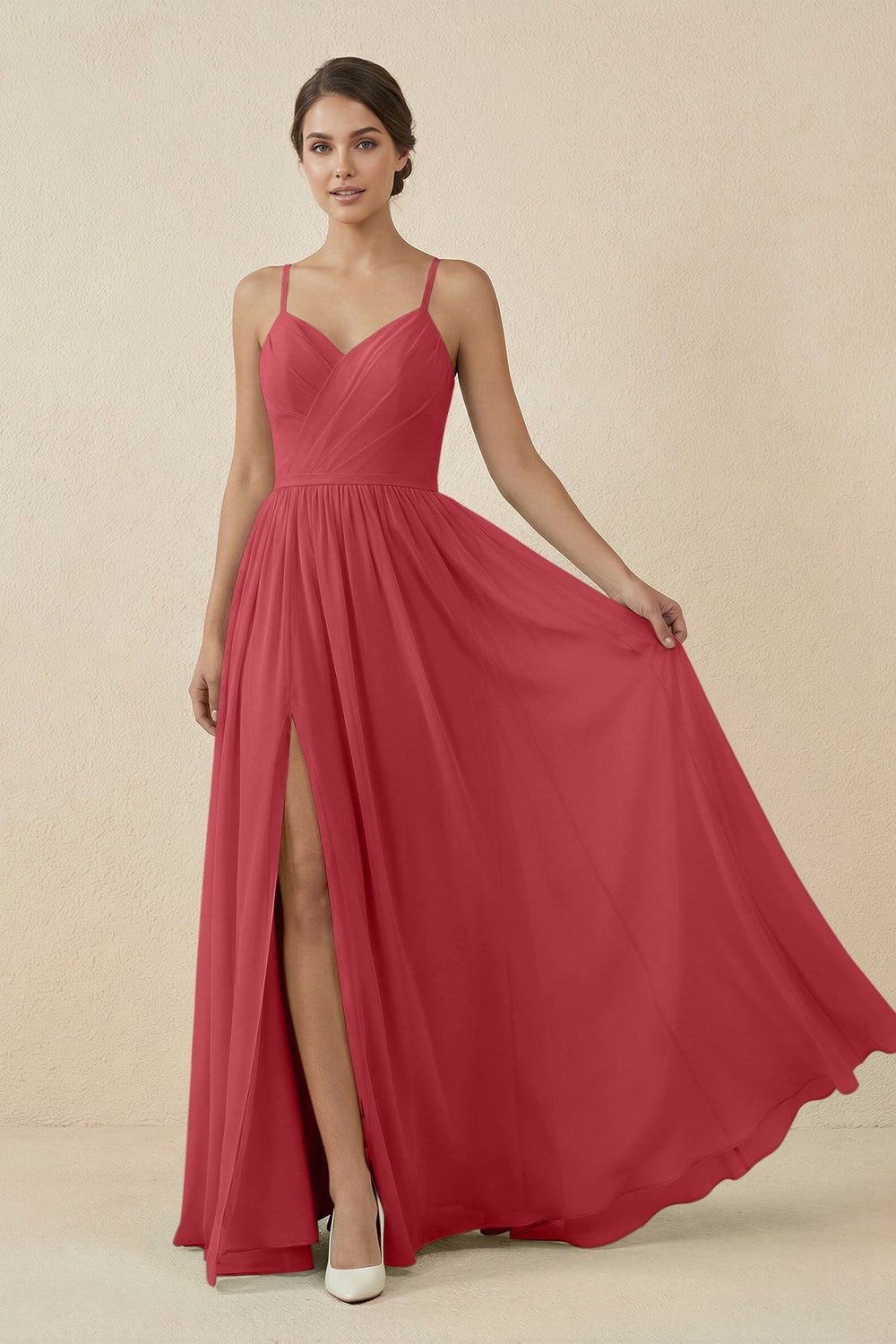 Sweetheart A - Line Chiffon Bridesmaid Dress in Merlot - KissProm Bridesmaid Dresses