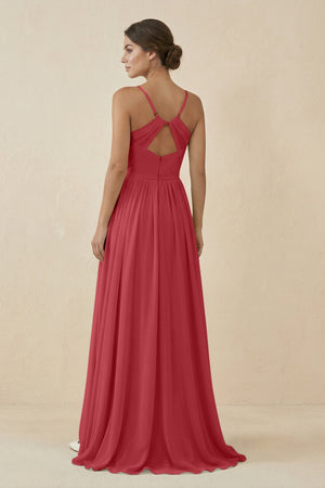 Sweetheart A - Line Chiffon Bridesmaid Dress in Merlot - KissProm Bridesmaid Dresses