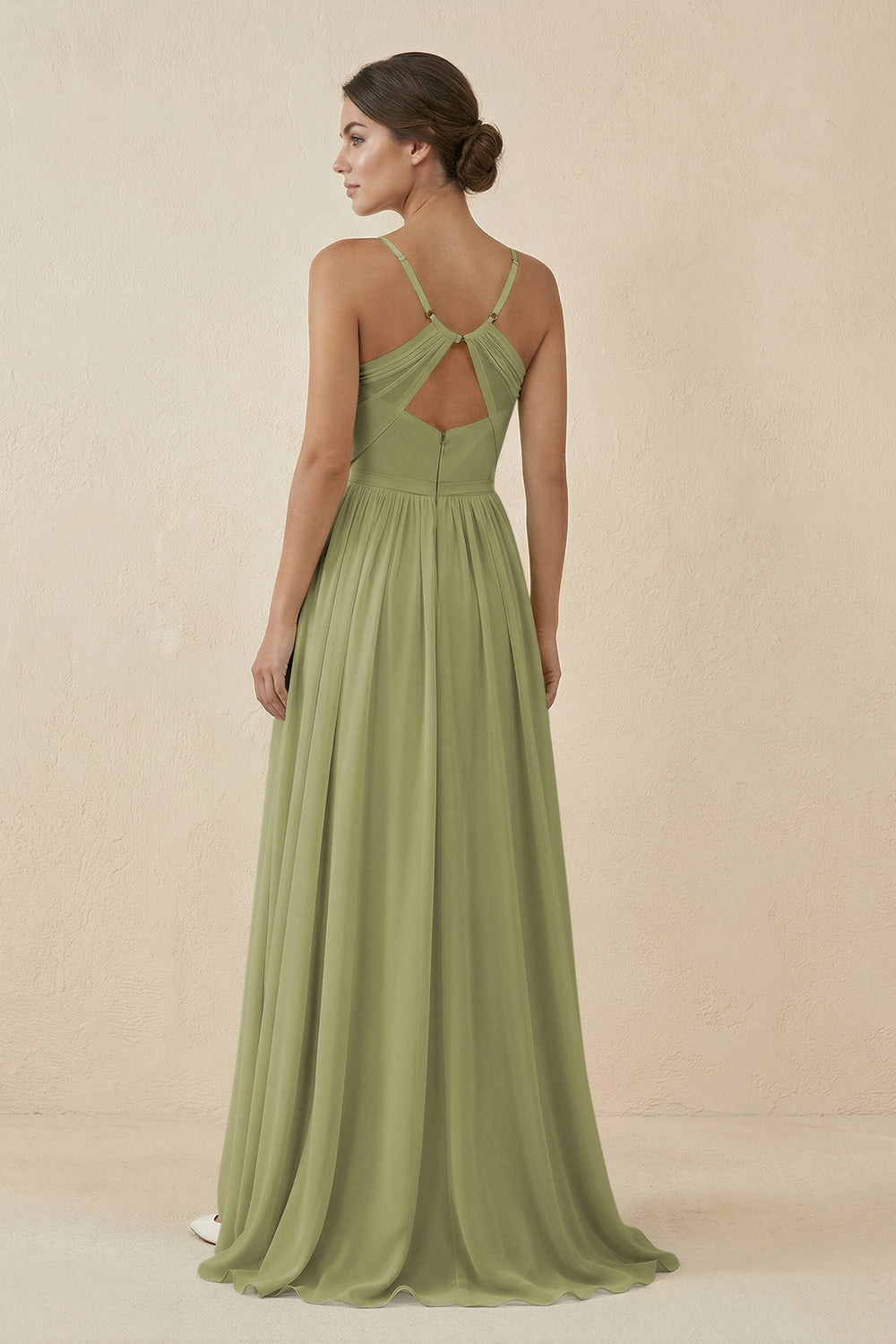 Sweetheart A - Line Chiffon Bridesmaid Dress in Moss - KissProm Bridesmaid Dresses