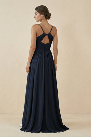 Sweetheart A - Line Chiffon Bridesmaid Dress in Navy - KissProm Bridesmaid Dresses