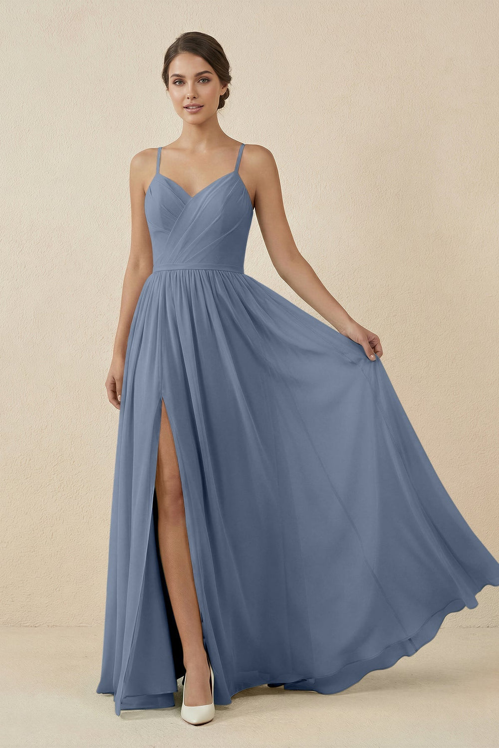 Sweetheart A - Line Chiffon Bridesmaid Dress in Neptune - KissProm Bridesmaid Dresses