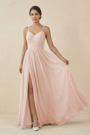 Sweetheart A - Line Chiffon Bridesmaid Dress in Pale Blush - KissProm Bridesmaid Dresses