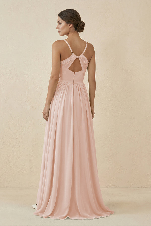 Sweetheart A - Line Chiffon Bridesmaid Dress in Pale Blush - KissProm Bridesmaid Dresses