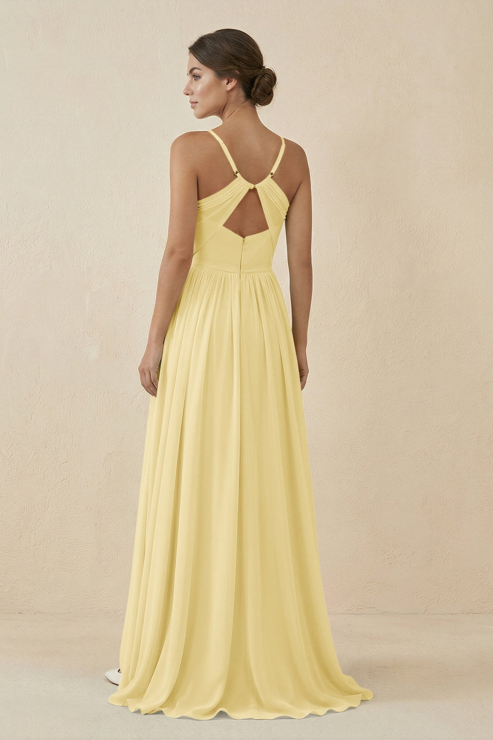 Sweetheart A - Line Chiffon Bridesmaid Dress in Pastel Yellow - KissProm Bridesmaid Dresses
