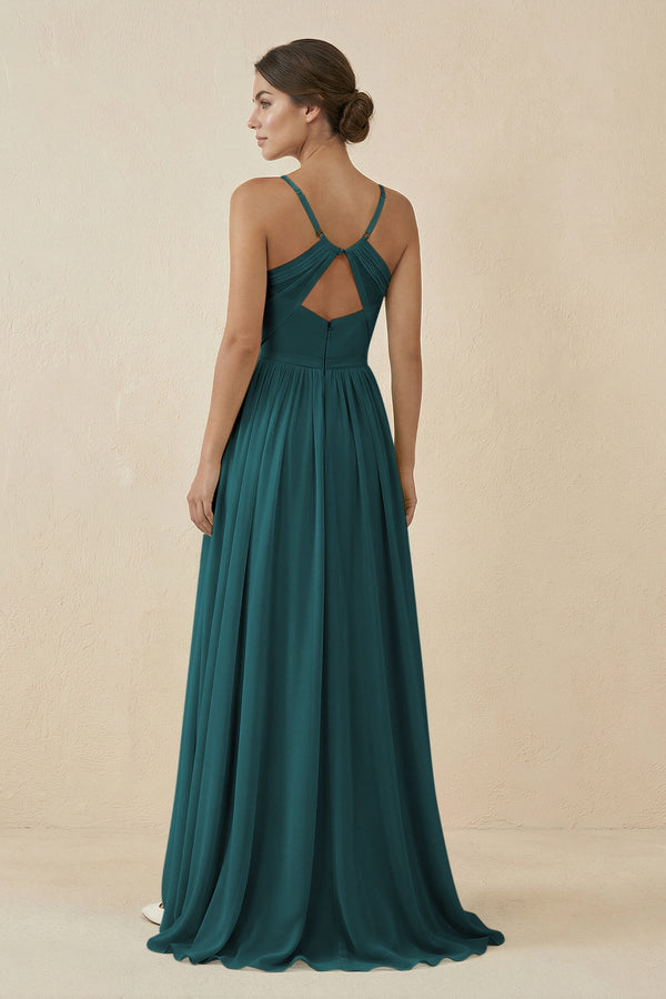 Sweetheart A - Line Chiffon Bridesmaid Dress in Pine - KissProm Bridesmaid Dresses