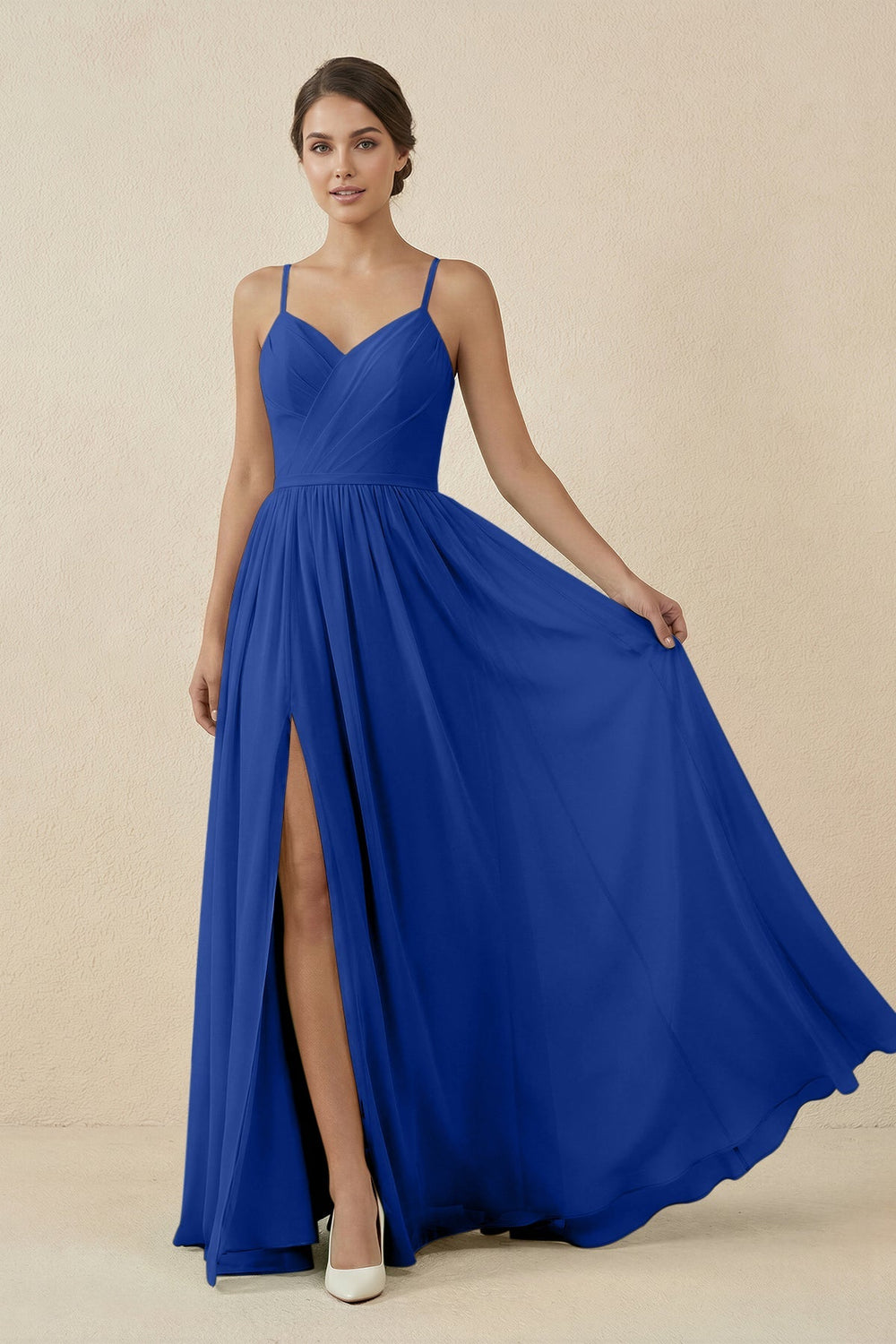 Sweetheart A - Line Chiffon Bridesmaid Dress in Royal Blue - KissProm Bridesmaid Dresses