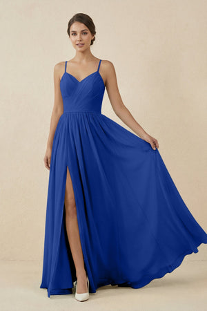 Sweetheart A - Line Chiffon Bridesmaid Dress in Royal Blue - KissProm Bridesmaid Dresses