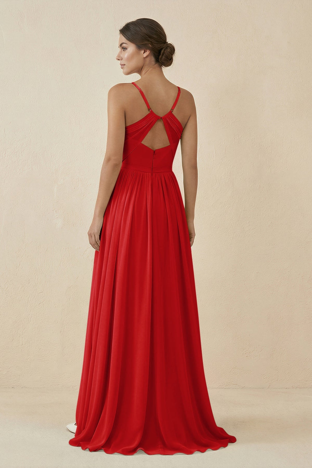 Sweetheart A - Line Chiffon Bridesmaid Dress in Ruby Red - KissProm Bridesmaid Dresses