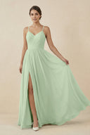 Sweetheart A - Line Chiffon Bridesmaid Dress in Sage - KissProm Bridesmaid Dresses