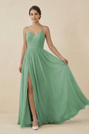 Sweetheart A - Line Chiffon Bridesmaid Dress in Sea Glass - KissProm Bridesmaid Dresses