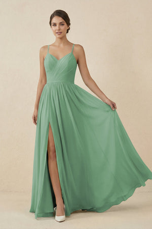 Sweetheart A - Line Chiffon Bridesmaid Dress in Sea Glass - KissProm Bridesmaid Dresses