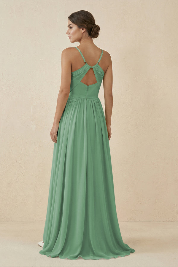 Sweetheart A - Line Chiffon Bridesmaid Dress in Sea Glass - KissProm Bridesmaid Dresses