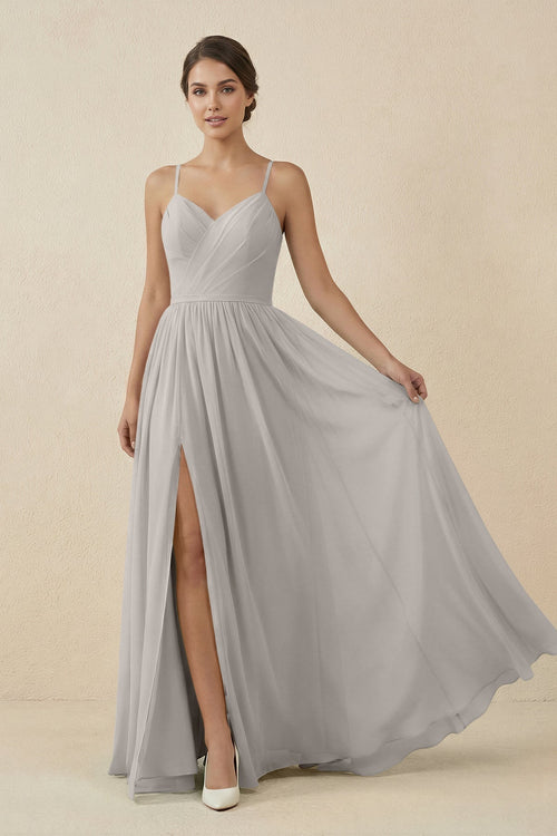 Sweetheart A-Line Chiffon Bridesmaid Dress in Silver, Silver / 24