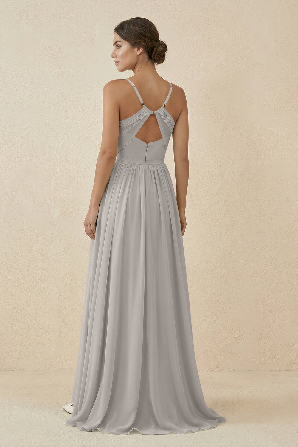 Sweetheart A - Line Chiffon Bridesmaid Dress in Silver - KissProm Bridesmaid Dresses