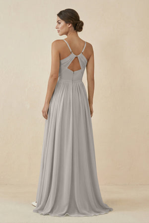 Sweetheart A - Line Chiffon Bridesmaid Dress in Silver - KissProm Bridesmaid Dresses