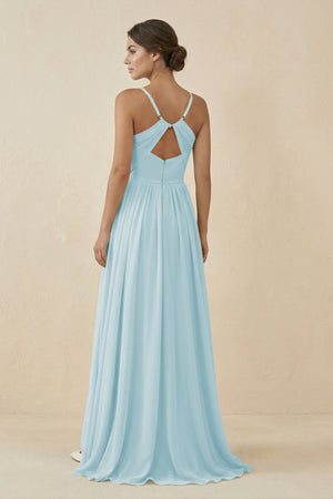 Sweetheart A - Line Chiffon Bridesmaid Dress in Sky Blue - KissProm Bridesmaid Dresses
