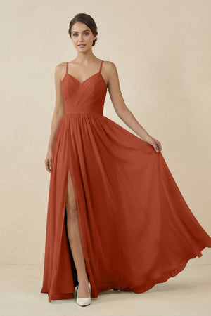 Sweetheart A - Line Chiffon Bridesmaid Dress in Spice - KissProm Bridesmaid Dresses