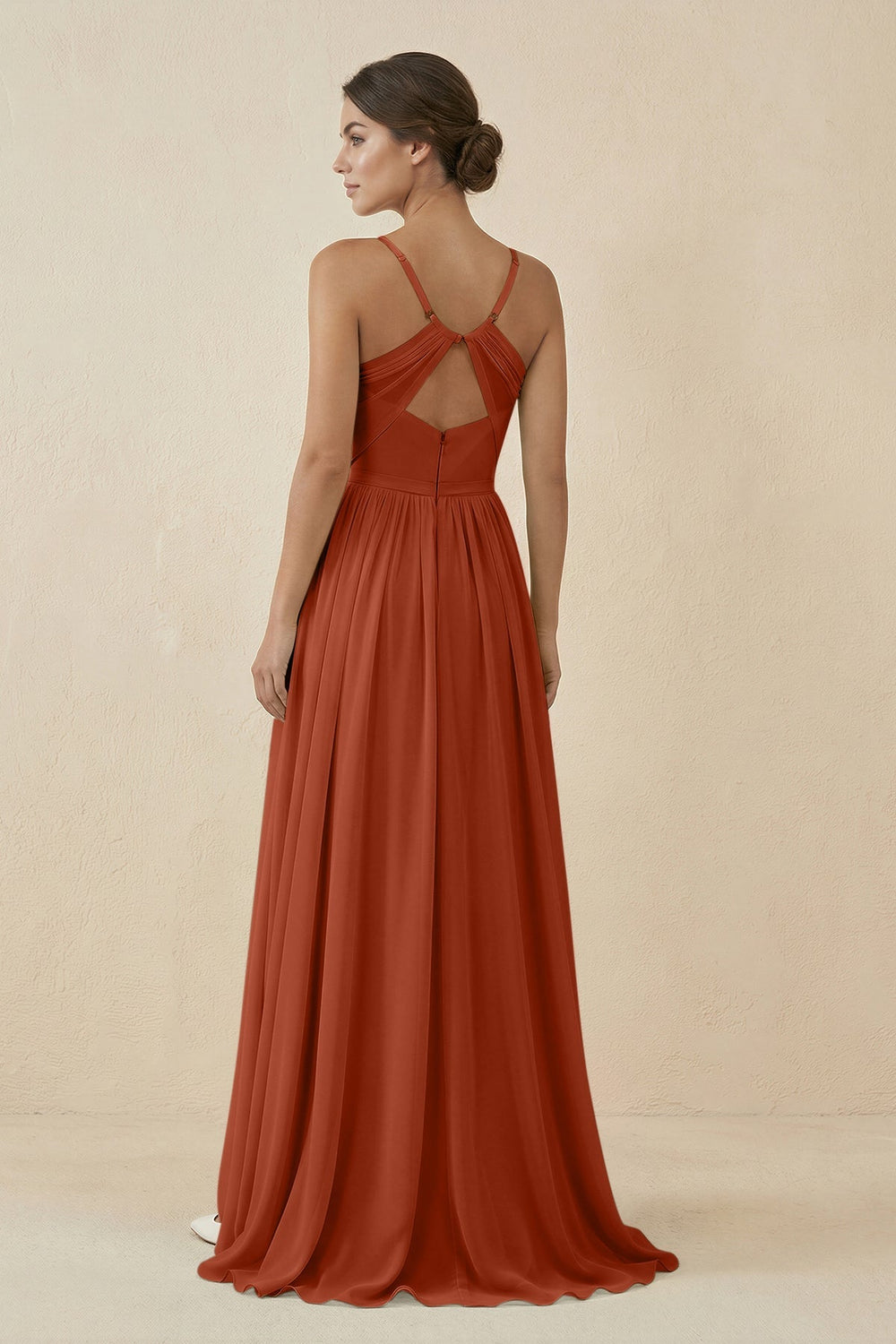 Sweetheart A - Line Chiffon Bridesmaid Dress in Spice - KissProm Bridesmaid Dresses